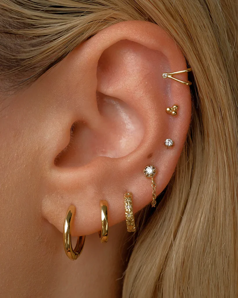 Viola Solid Gold Huggie Hoops - Image 3