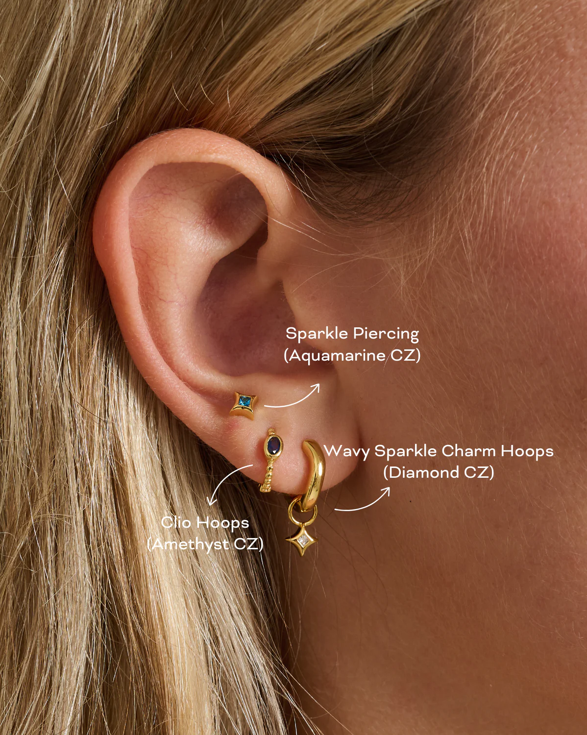 Clio Hoops - Amethyst CZ (February) - Image 4