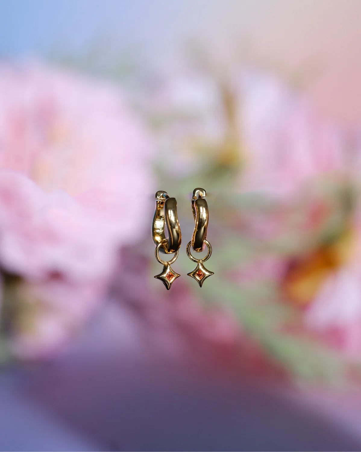 Wavy Sparkle Charm Hoops - Garnet CZ (January) - Image 4