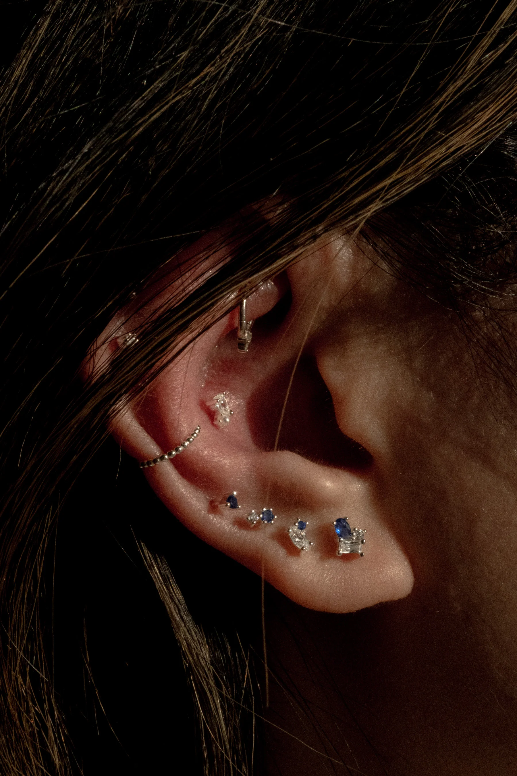 Yoru Blue Crystal Earrings Set - Sterling Silver - Image 2