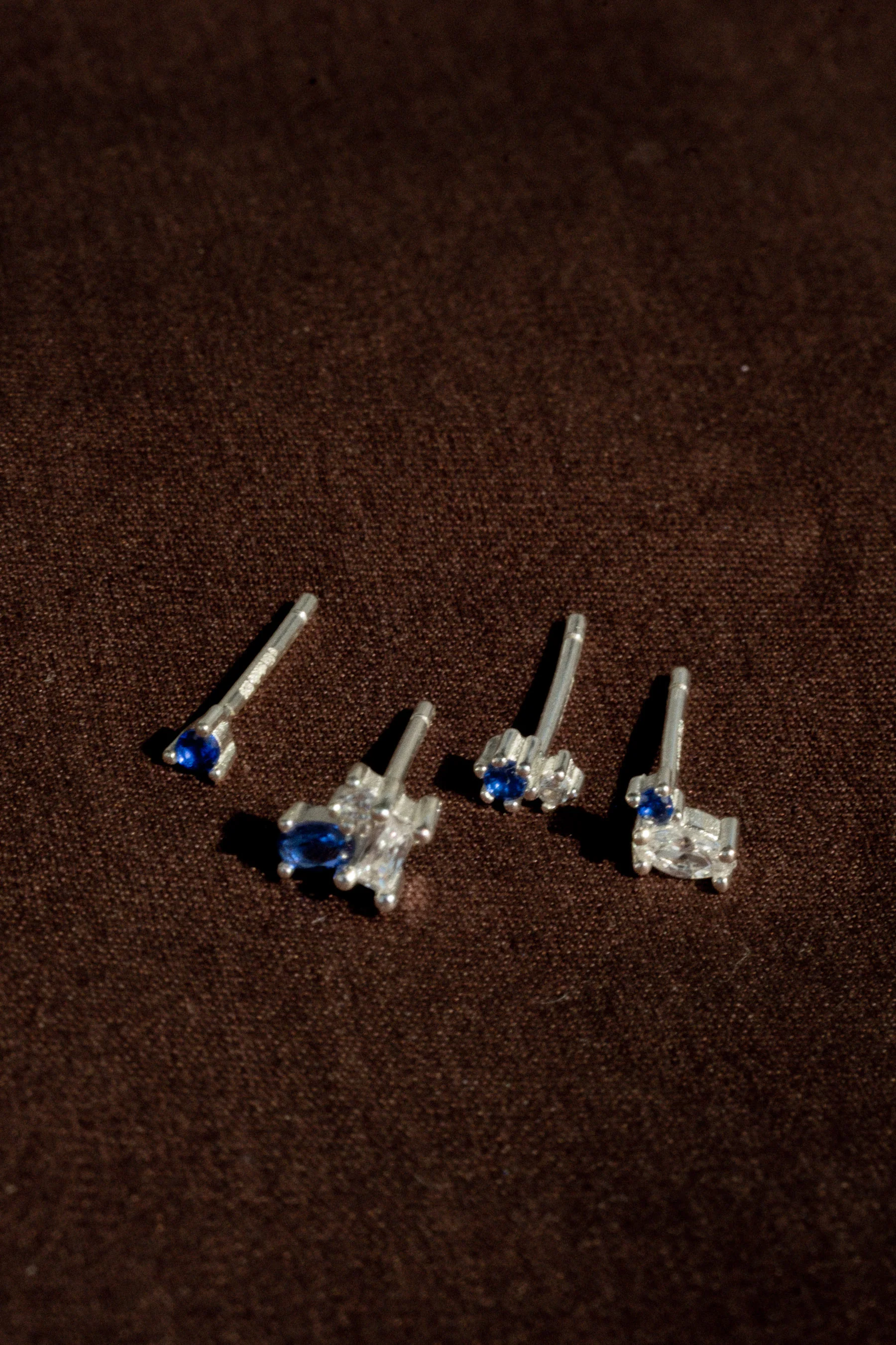 Yoru Blue Crystal Earrings Set - Sterling Silver - Image 3