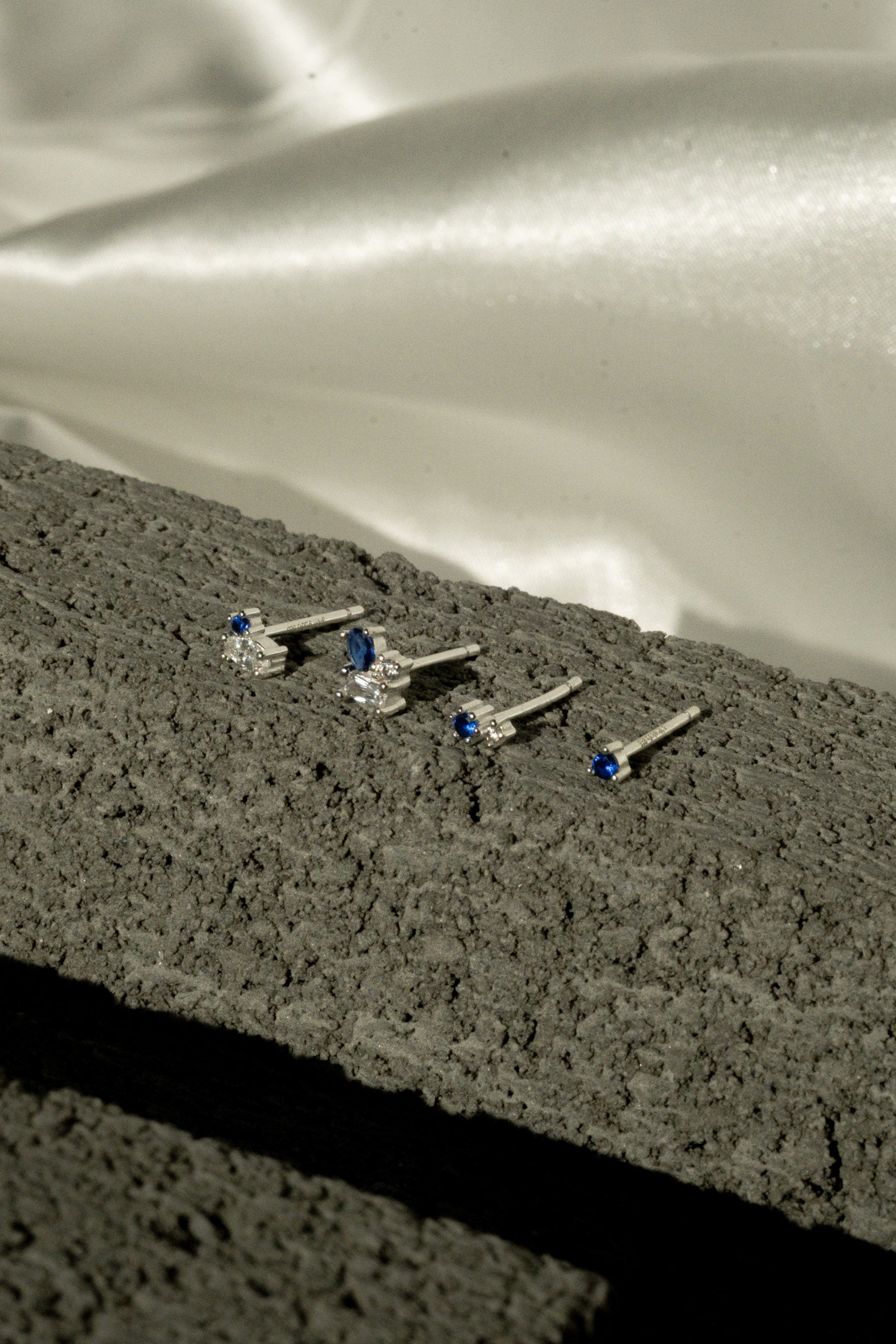 Yoru Blue Crystal Earrings Set - Sterling Silver - Image 6