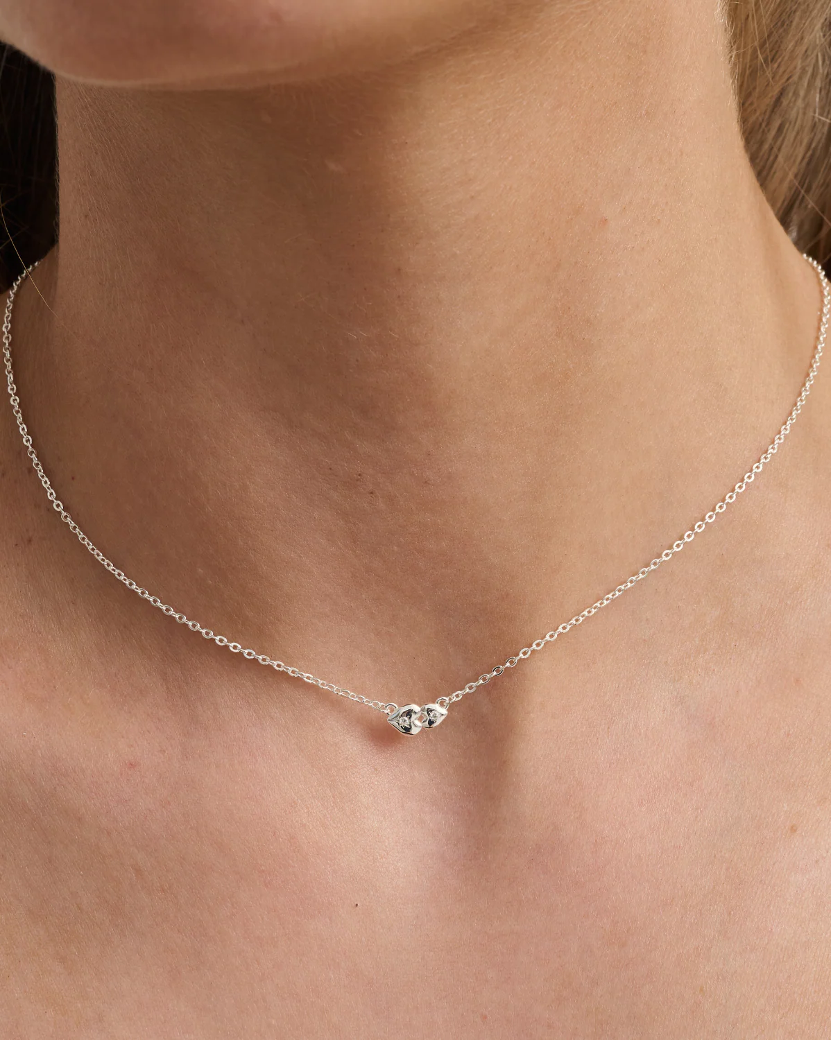 You And Me Dainty Hearts Necklace - Sterling Silver - Image 3