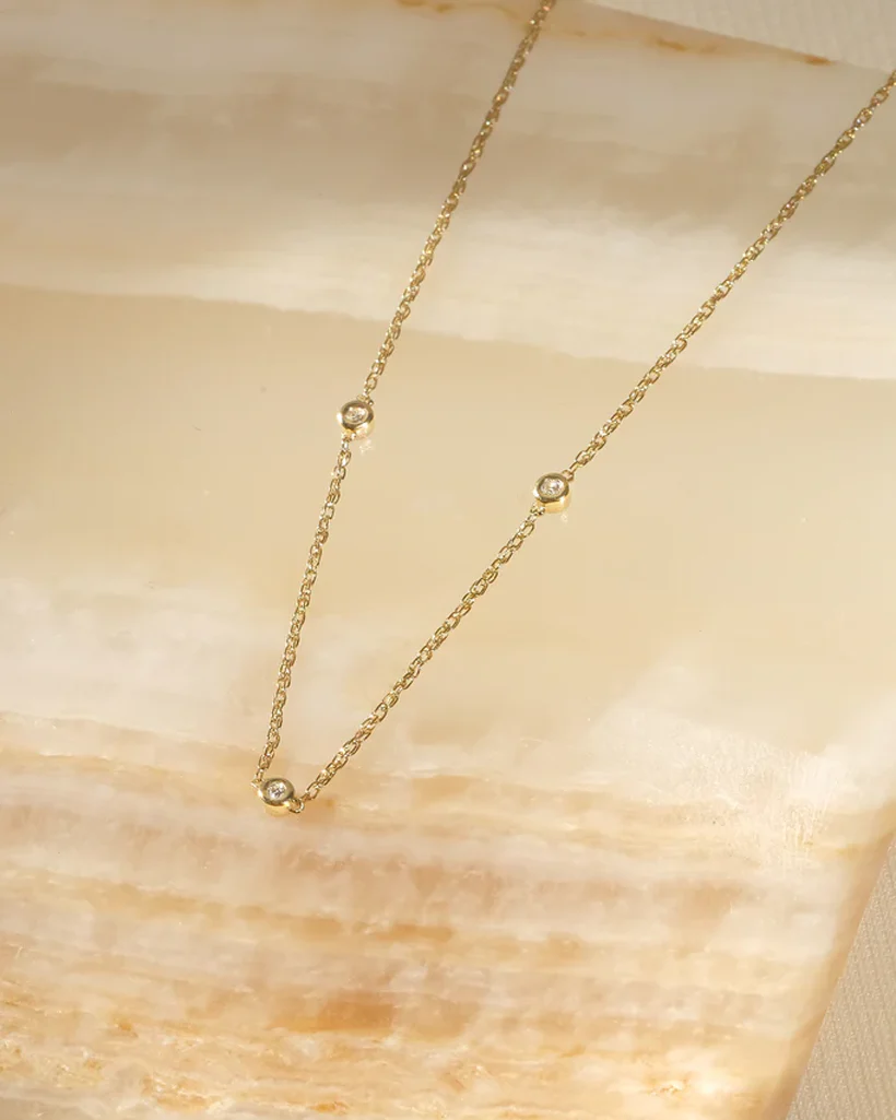 Yuki Solid Gold Trio Diamond Necklace - Image 3